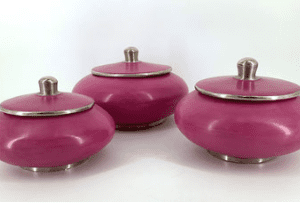 orientalisch formschöne Tadelaktdose rosenfarben / rosa S/M/L mit Silberrand Details (Bestell-ID 32205)