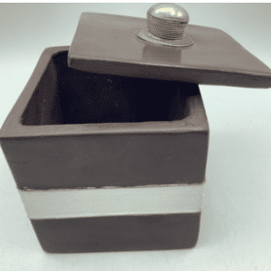 Tadelaktdose braun i- weiß in Größe S, M mit Silberrand Details (Bestell-ID 32231)