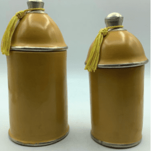 Tadelaktdosen safrangelb in Größe M, L mit Silberrand Details (Bestell-ID 32210)