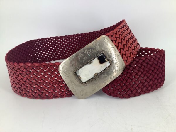 geflochtener Gürtel aus Kalbsleder (rot) – Bild 8
