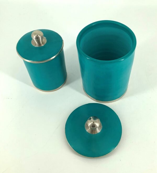 ästhetisch schöne Tadelaktdose türkis S/M/L mit Silberrand Details (Bestell-ID 32203) – Bild 3